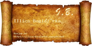 Illics Boglárka névjegykártya